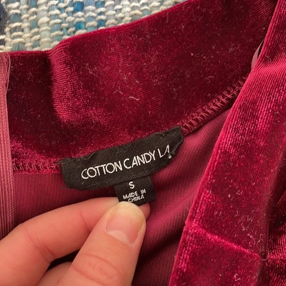 Cotton Candy Crushed Velvet Off The Shoulder Mini Dress-S - Picture 5 of 6